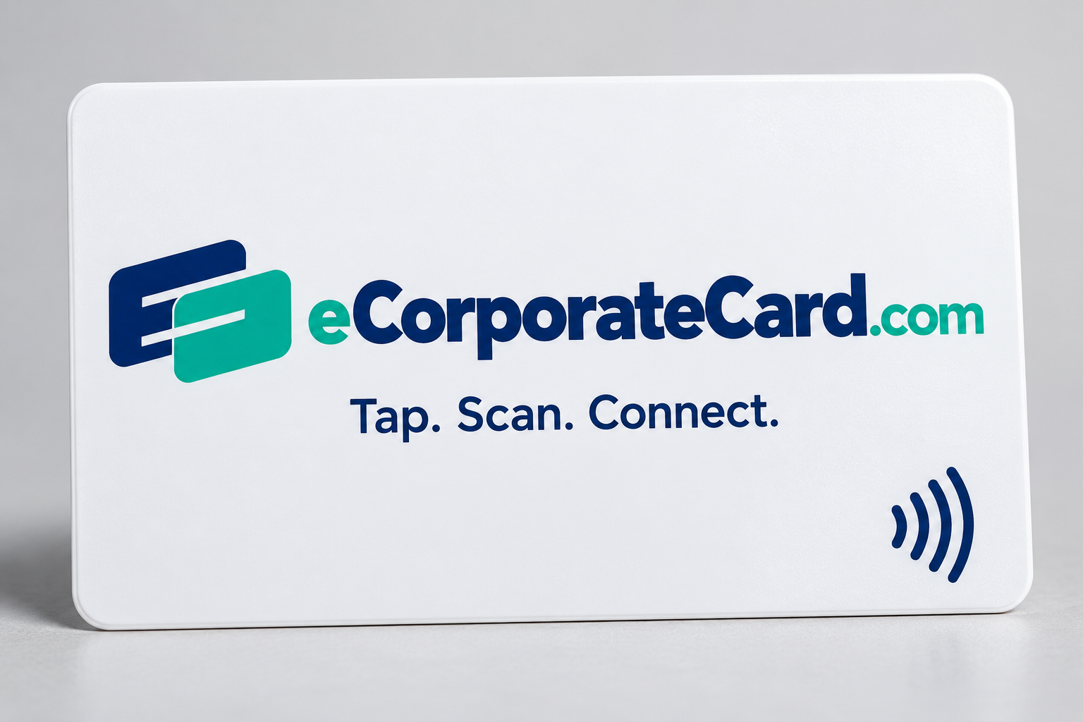 Front of NFC card with the eCorporateCard.com logo